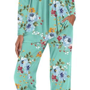 Women's Long Sleeve Pajama Set with Pockets Plus Size Loungewear